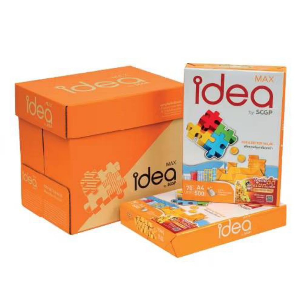 IDEA MAX / IDEA WORKกระดาษถ่ายเอกสาร A4 70/80 แกรม (แพ็ค5รีม) สั่ง 3 ลัง ส่งฟรี