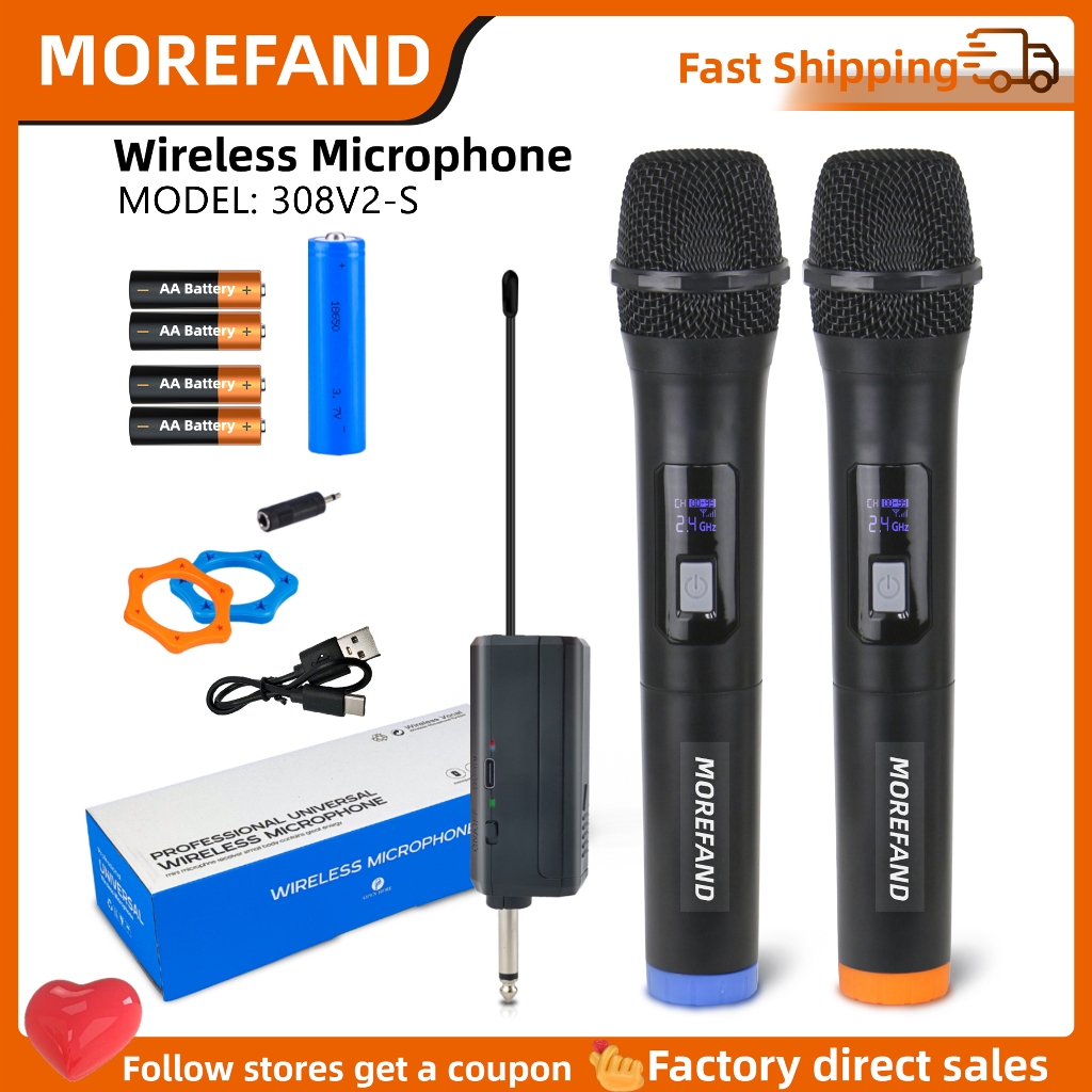 Professional UHF ไมโครโฟนไร้สายความถี่ความถี่คงที่สามารถรับแบตเตอรี่ AA * 2 50 M เวที/KTV ปาร์ตี้
