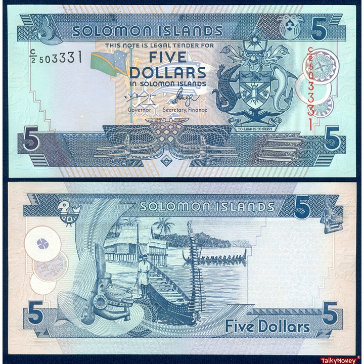 ธนบัตร หมู่เกาะโซโลมอน Solomon Islands 5 ดอลลาร์ ปี 2004 P-26 สภาพใหม่เอี่ยม แบงค์สะสมและที่ระลึก