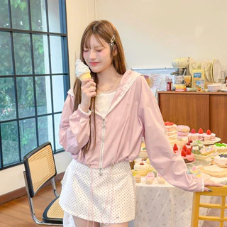 (พร้อมส่ง)RIKA น้องYoko เสื้อฮู้ดกัน UV แต่งลูกไม้