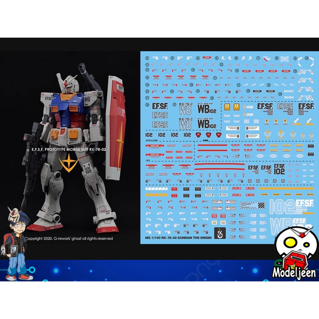 (Ghost-Decal) Water Decal 006 MG1/100 RX-78-02 Gundam (GUNDAM THE ORIGIN Ver.)