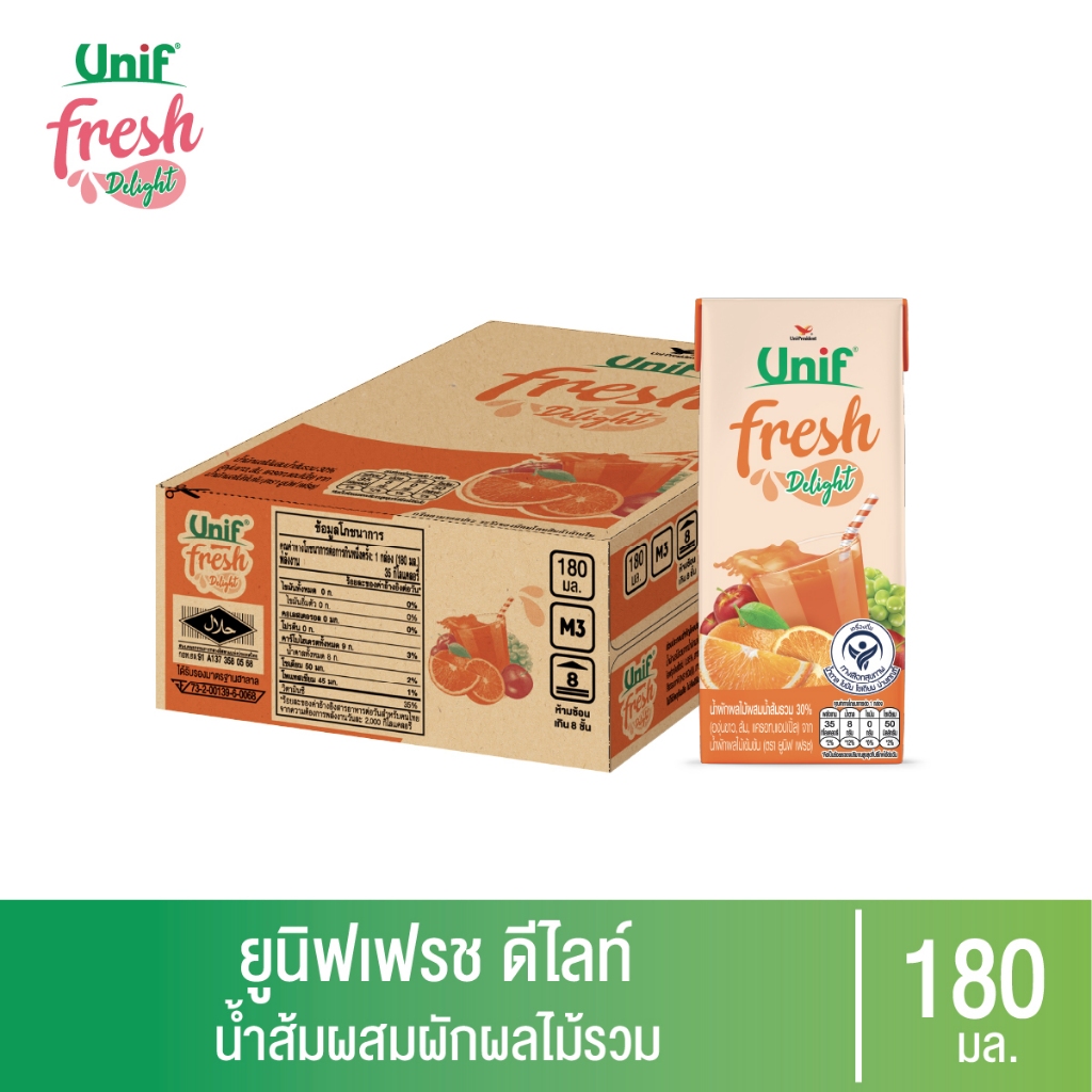 [ยกลัง 36 กล่อง] ยูนิฟ เฟรช ดีไลท์ น้ำส้มผสมผักผลไม้รวม 40%