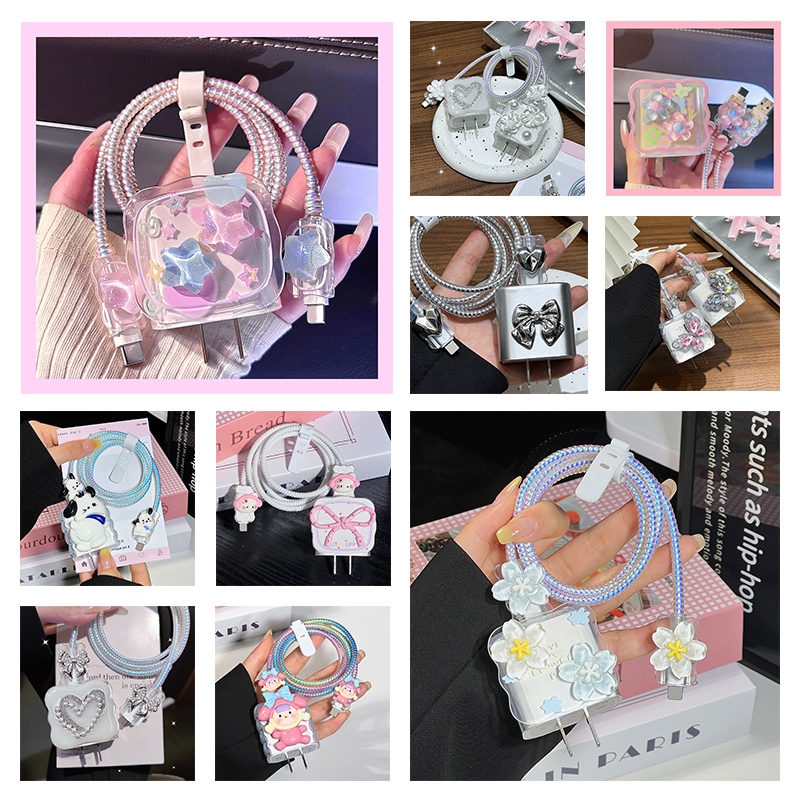 ชุดถนอมสายชาร์สำหรับไอโฟน20W/18W/30W Cable Bite เคสหัวชาร์จ/สายชาร์จ for iphone 18W ลายการ์ตูนน่ารัก