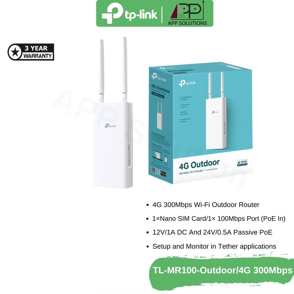 💥SALE💥TP-LINK Access Point Simcard 300Mbps รุ่น TL-MR100-Outdoor(รับประกัน3ปี)