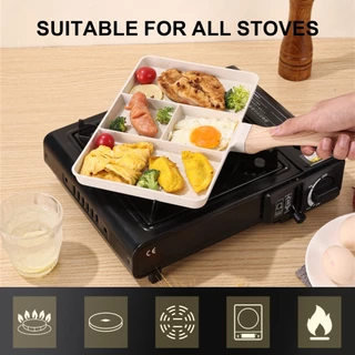 SUPVIBE กระทะเคลือบ 4หลุม ไม่ติดกระทะ อเนกประสงค์ เหมาะสำหรับเตาทุกประเภท วัสดุหินทางการแพทย์