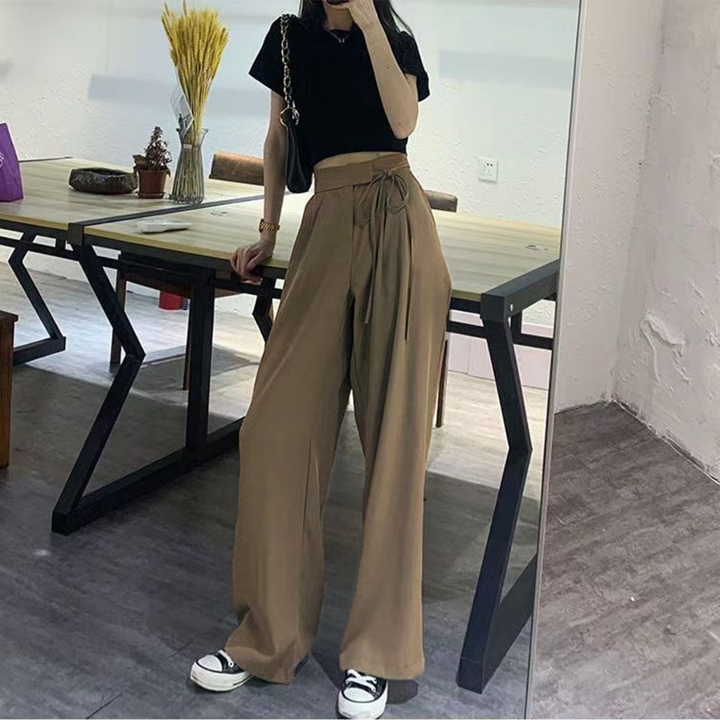 การออกแบบสายรัด กางเกงสูท นางสาว กางเกงขายาว เอวสูงใส่สบาย สง่างามและเข้ากับทุกสไตล์ ผ้าที่นุ่มนวล - รูปที่ 6