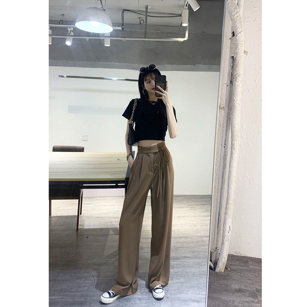 การออกแบบสายรัด กางเกงสูท นางสาว กางเกงขายาว เอวสูงใส่สบาย สง่างามและเข้ากับทุกสไตล์ ผ้าที่นุ่มนวล - รูปที่ 4