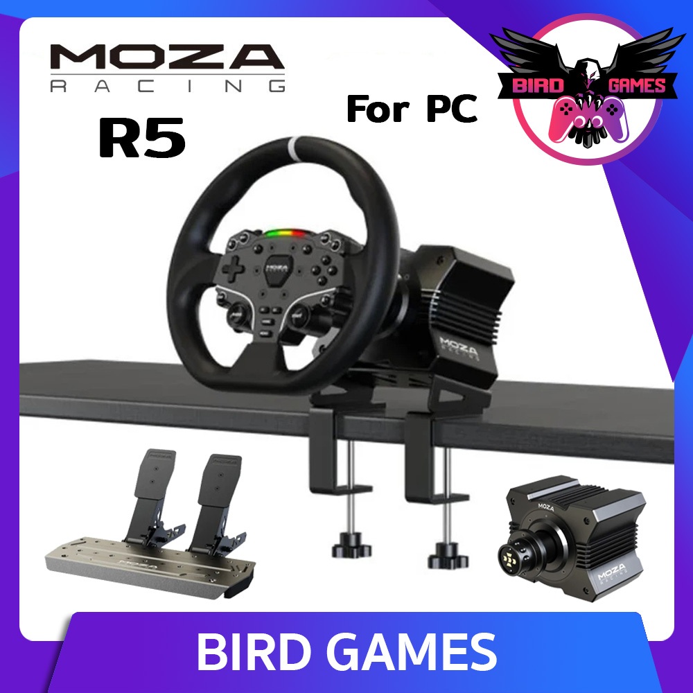 MOZA R5 Bundle Racing Wheel for PC ประกันศูนย์ 1 ปี [จอยพวงมาลัย PC][จอยพวงมาลัย MOZA][จอยพวงมาลัย M