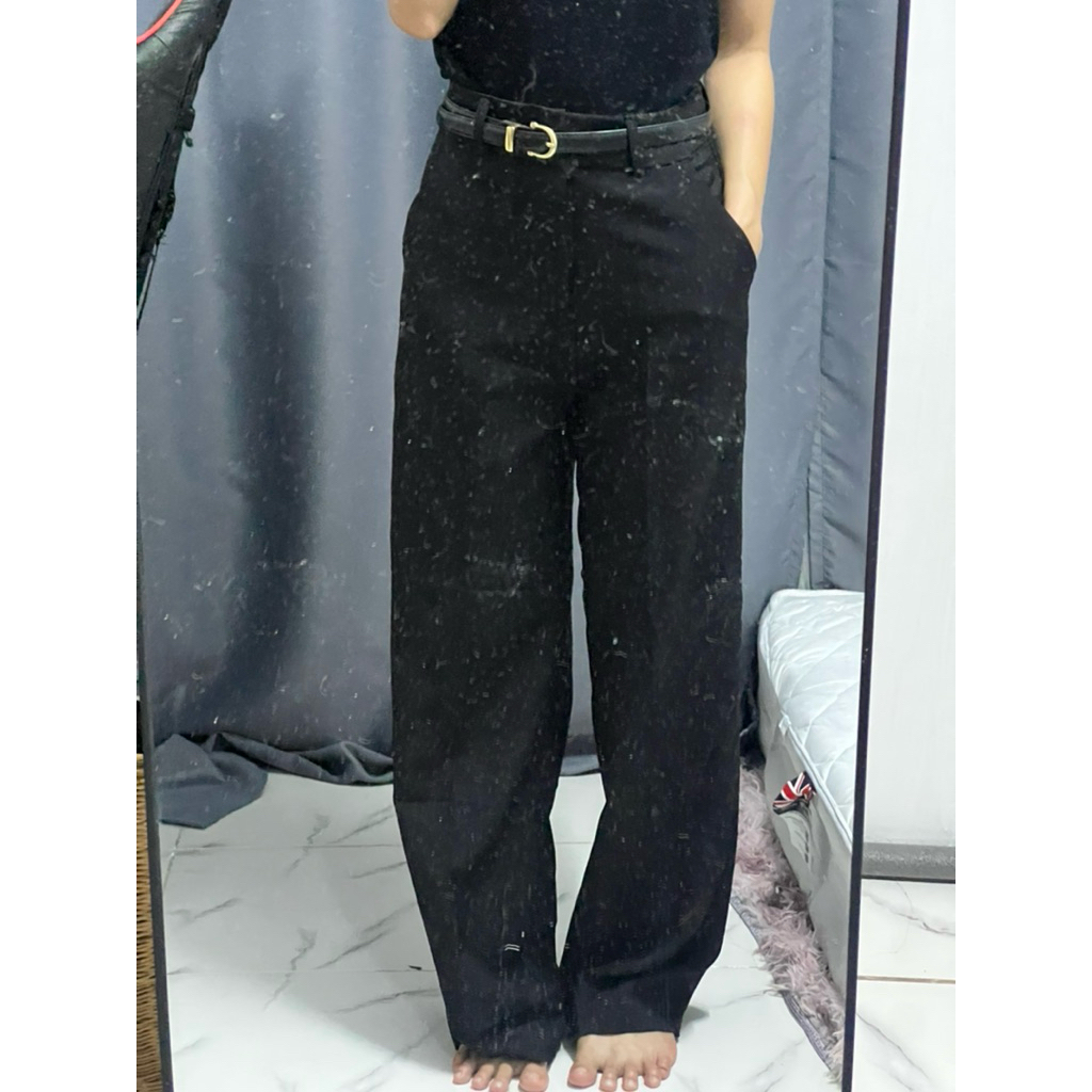 กางเกงผ้าขายาวสีดำpromthongมือสองhandtwo.cutty