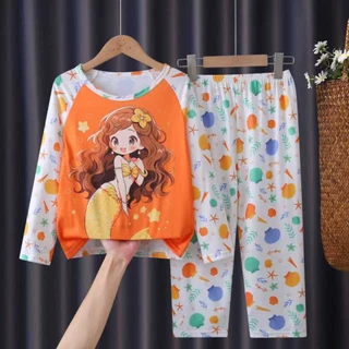 ชุดนอนเด็กแขนยาวพิมพ์ลายน่ารัก110cm-150cm นื้อผ้านุ่มใส่สบาย