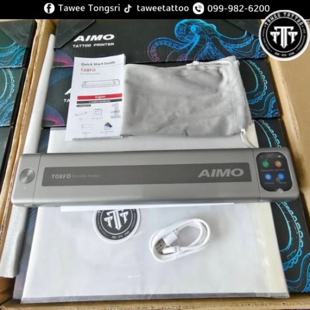 Aimo T08FD ฟรีกระดาษลอกลาย 5 แผ่น ใหม่!!Smart Touchscreen Tattoo Stencil Printer