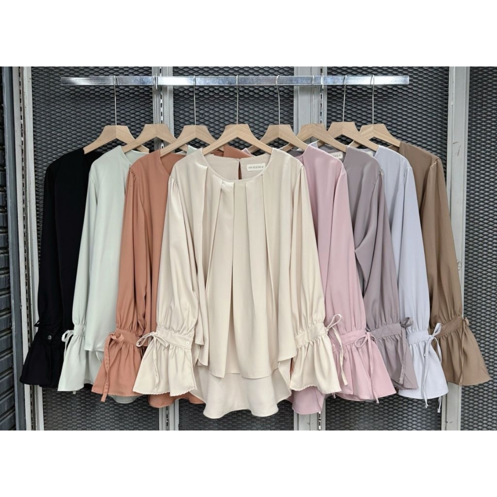 🚨 778 งานป้าย On Fleek เนื้อผ้าแบบใหม่ ผ้าBM เสื้อแขนยาว แต่งปลายแขน ดีเทลน่ารัก เสื้อแขนยาว เสื้อ ออนฟลีค