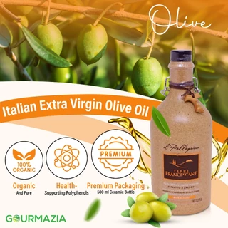 Organic Italian Extra Virgin Olive Oil – Single Origin, Cold Pressed from Early Harvest Italian Olives, 500 Ml Ceramic