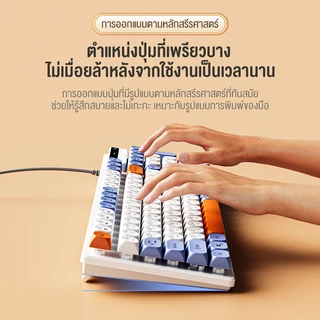 Bajiss ภาษาไทย คีย์บอร์ด แป้นพิมพ์แบบมีสาย104 Keycaps คีบอร์ด ปุ่มเสียงเบา สะดวกรวดเร็ว การออกแบบที่กันน้ำ Keyboard Thai