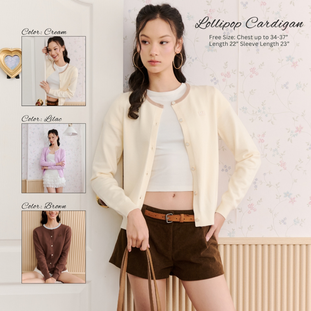 Lollipop Cardigan เสื้อคาร์ดิแกนสีพื้นทูโทน Miladi