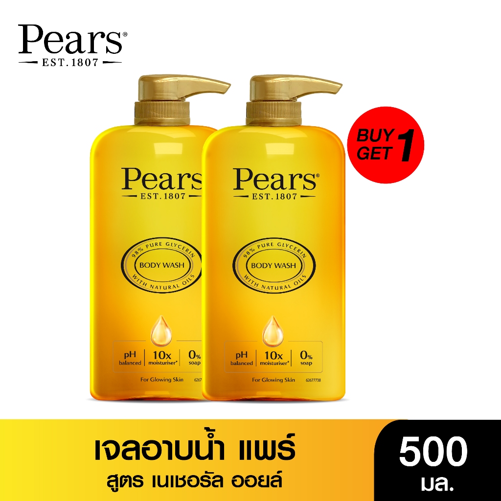 [1แถม1] 10.10 Pears แพร์ เจลอาบน้ำ Body Wash 500มล. (สบู่เหลวอาบน้ำ ครีมอาบน้ำ)