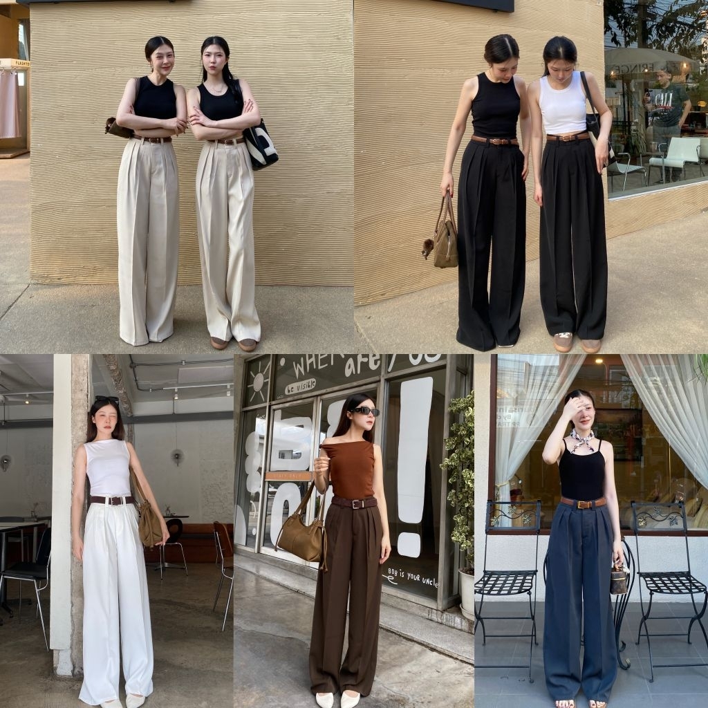 พร้อมส่ง NEW COLLECTION LILLY PANTS กางเกงขากระบอกใหญ่ผ้าลิลลี่🌸