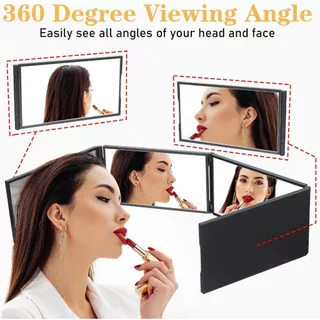 กระจก 4 ทิศทาง กระจกทำผม 360 องศา กระจกแต่งหน้าพับได้ ตัดผม ถักผม ตัดผม ทำสี จัดแต่งทรงผม อเนกประสงค์ พกพาสะดวก
