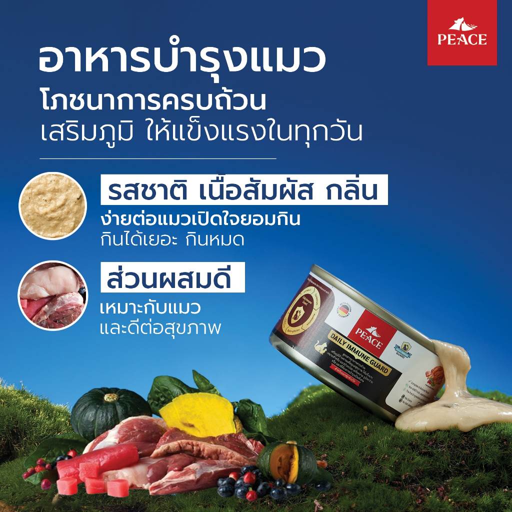[IG x ยกลัง 24 กระป๋อง] Peaceอาหารเปียกแมว สูตรเสริมภูมิ Peace Chicken Souffle