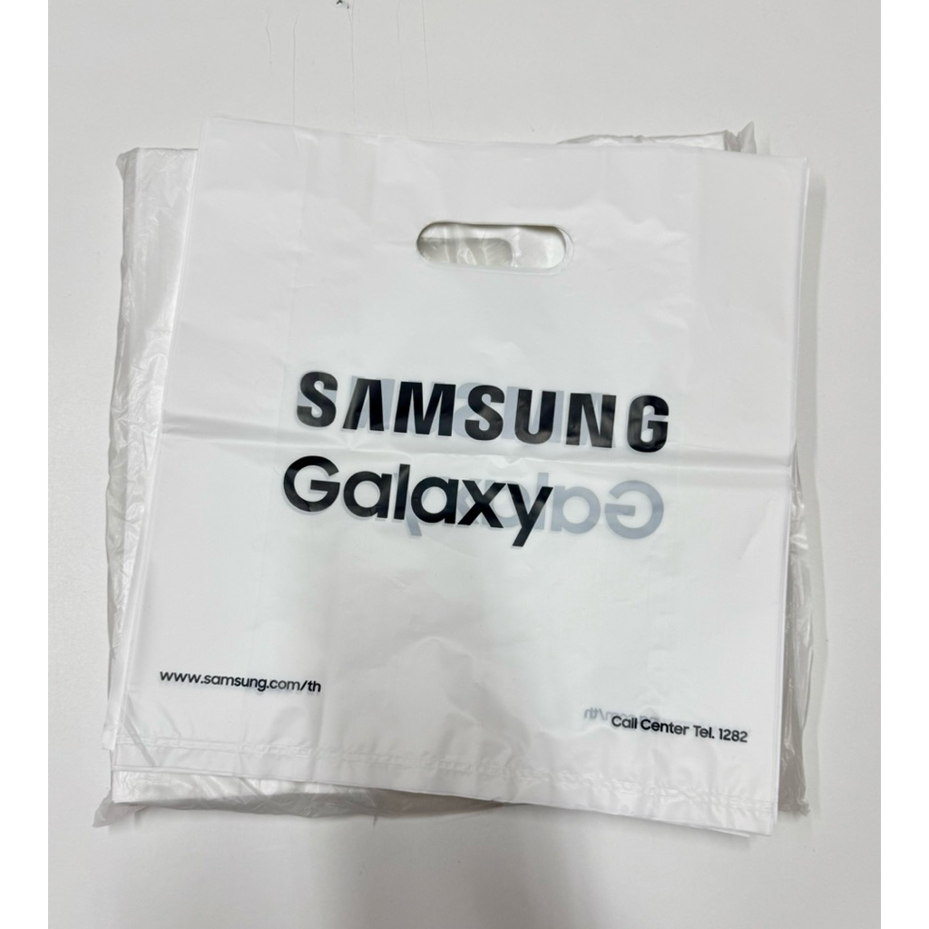ถุงหิ้วใส่มือถือ Samsung ถุงหิ้วอย่างดี สีขาวสกรีน samsung บรรจุ 100 ใบต่อ 1 แพ็ค ส่งไว ภายใน 24 ชม.