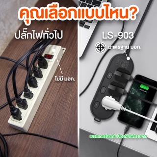 ปลั๊กพ่วง Lumira LS-903 | รางปลั๊กไฟ 3 ช่อง 3 สวิตช์ | มีมอก. ป้องกันไฟกระชาก ตัดไฟอัตโนมัติ