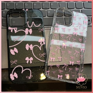 เข้ากันได้กับ IPhone 16 15 14 13 12 11 Pro Max X XR Xs Max ริบบิ้นผีเสื้อสีชมพู เคส