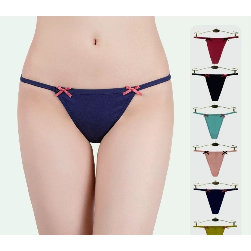 🎀พร้อมส่งในไทย👙กางเกงในเนื้อผ้า🎀 จีสตริง(G-string) มีโบว์ 🎀 uwD