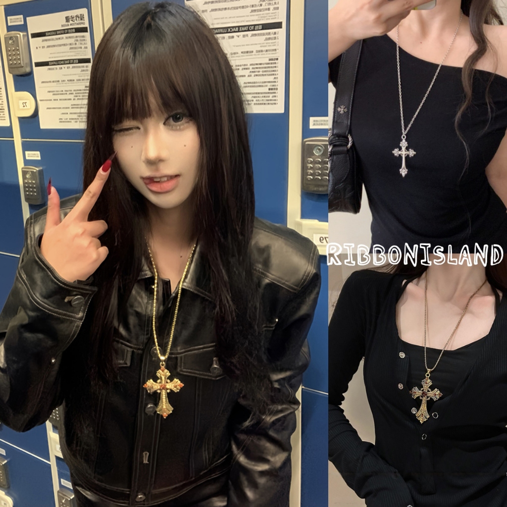 RIbbonIsland🖤สร้อยคอ necklace ส่งเร็ว ข้าม สไตล์เกาหลี ins สำหรับผู้หญิง y2k แฟชั่น vintage COD