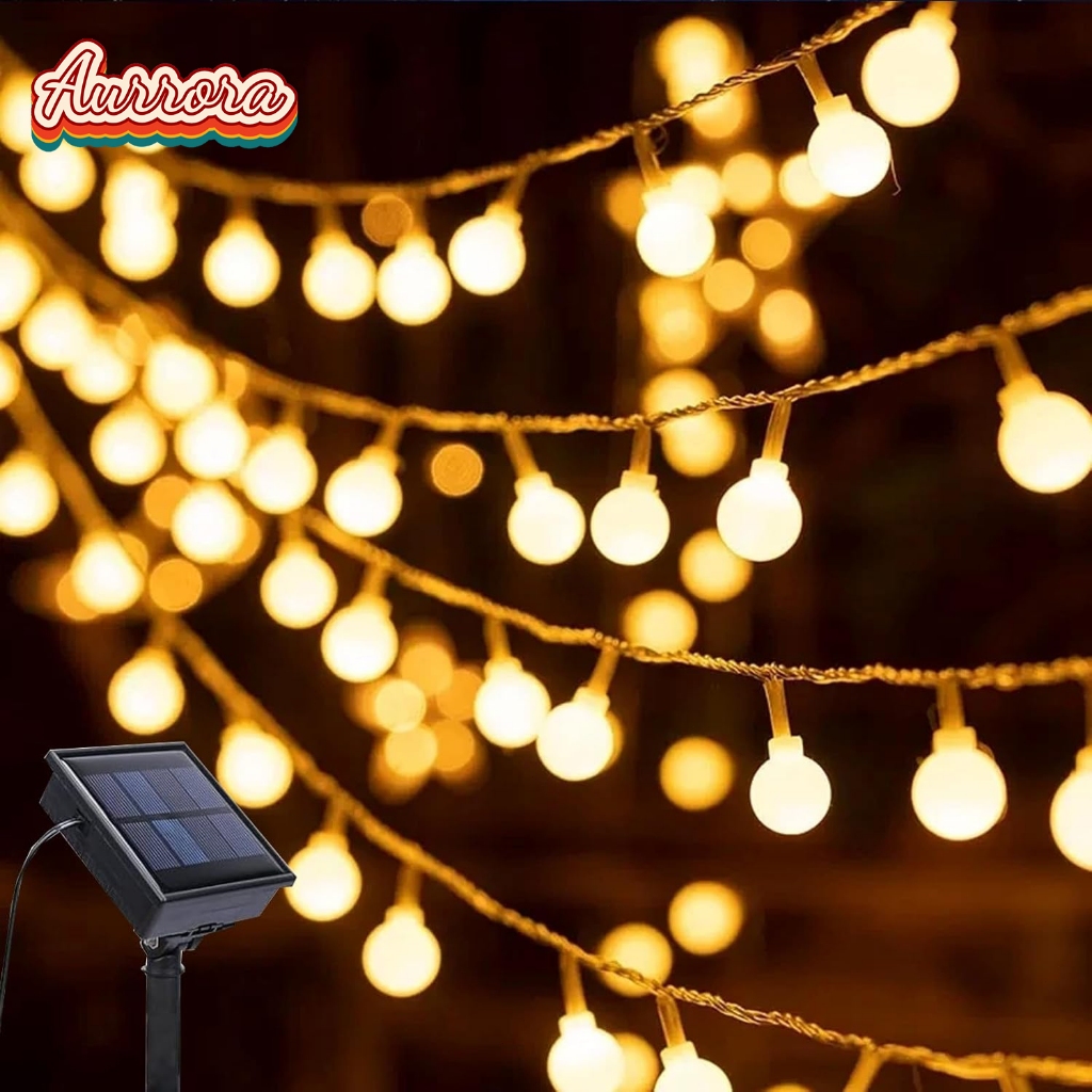 สายไฟพลังงานแสงอาทิตย์ 12เมตร100LED โคมไฟคริสตัลกันน้ำกลางแจ้ง 8โหมด โคมไฟตั้งแคมป์ ไฟภูมิทัศน์ตกแต่งงานเลี้ยงวันเกิด