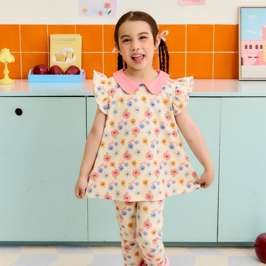 e'clat เสื้อผ้าเด็ก เสื้อยืด กางเกงเลกกิ้ง พิมพ์ลายน่ารัก เด็กผู้หญิง 1-6ปี เนื้อผ้าcotton ผ้านิ่ม เนื้อยืด 8135-8129