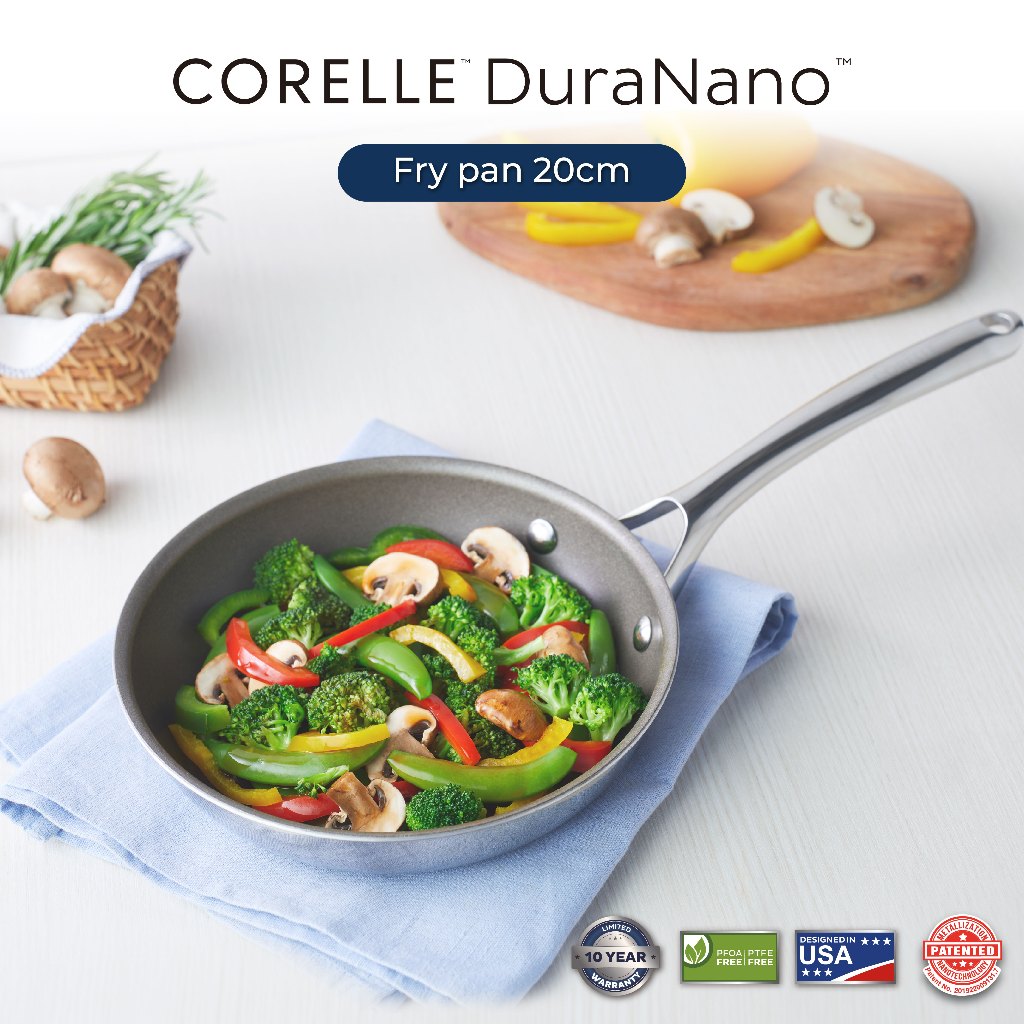 Corelle DuraNano กระทะก้นแบน 20 cm. Frypan CBD101