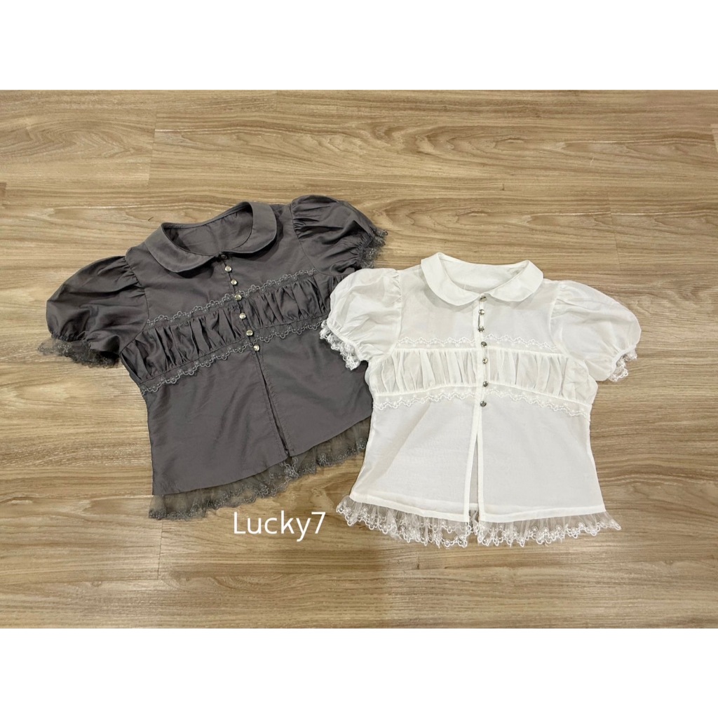 BY IRA Amy Top  เสื้อคอปก ผ้าคอตตอน 100 แต่งลูกไม้ ทรงสวย น่ารัก เซ็กซี่ รูปที่ 7