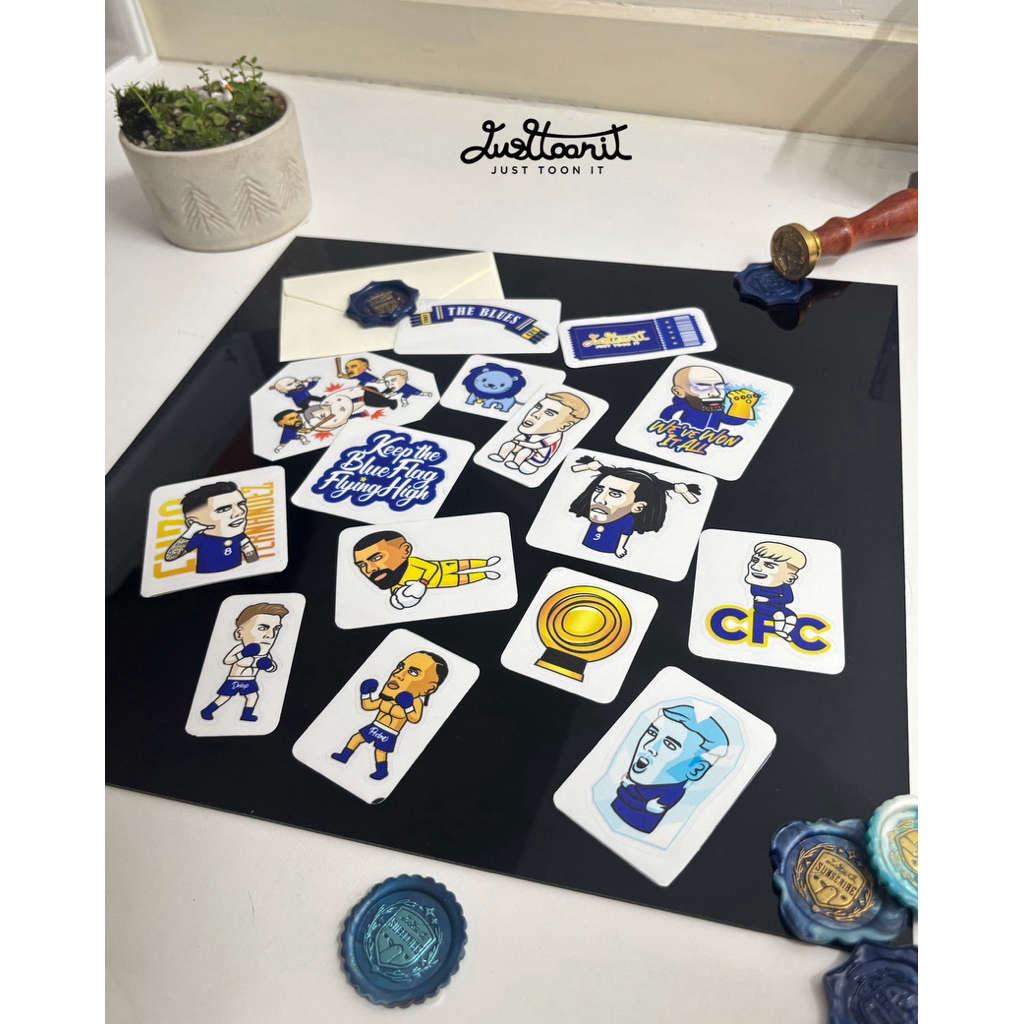 Sticker Chelsea Justtoonit สติกเกอร์ฟุตบอลติดรถยนต์กันน้ำทนแดดสีสดติดทน รุ่นThe Blues