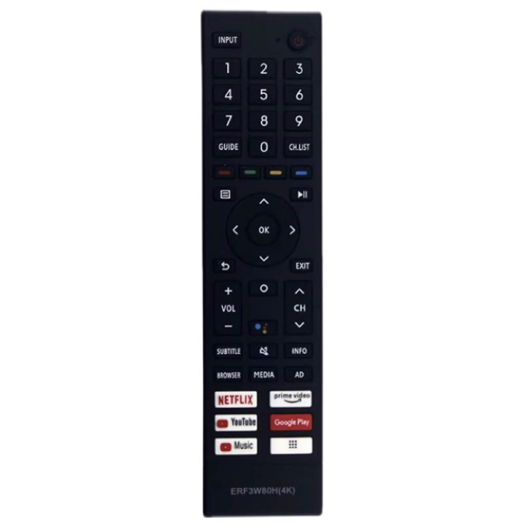 ไฮเซ่นส์ รีโมททีวีรุ่น ERF3W80H4K สั่งงานด้วยเสียง ใส่ถ่านใช้งานได้เลย รองรับ Netflix YouTube และ Go