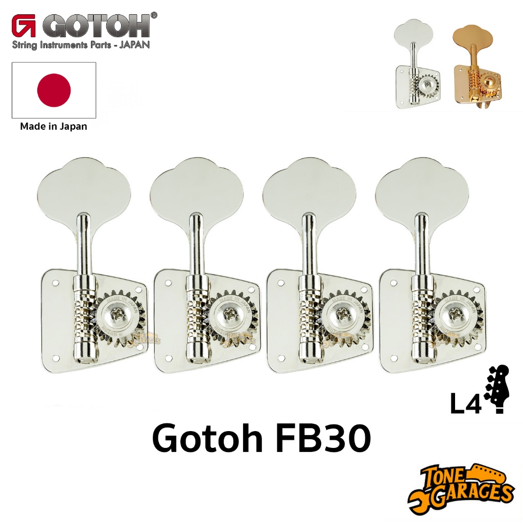 Gotoh FB30 Bass Machine Head ลูกบิดเบส L4 แถวเดียว ใบโพธิ์ บอดี้ใหญ่ ของแท้ 100% Made in Japan