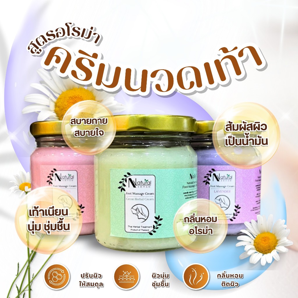 ครีมนวดเท้าอโรม่า นวดง่ายเนื้อลื่น ไม่แสบผิว กลิ่นหอมสดชื่นแนวอโรม่า สำหรับนวดมือเท้าเพือบำรุง