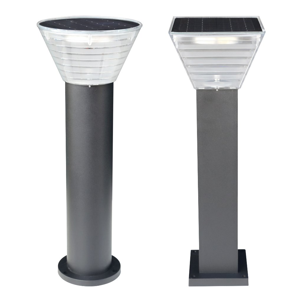 EVE โคมไฟสนามโซล่าร์เซลล์ส่องทางเดิน LED 5W 3 แสง (DL/WW/CW) 090/040 ทรงกระบอก สีดำ สูง 60 ซม.