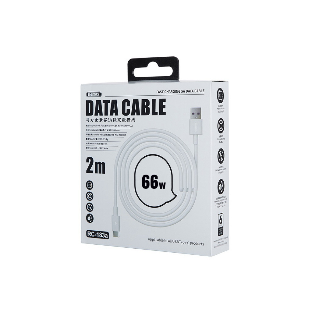 Cable Type-C 66W,2M (RC-183a,White)