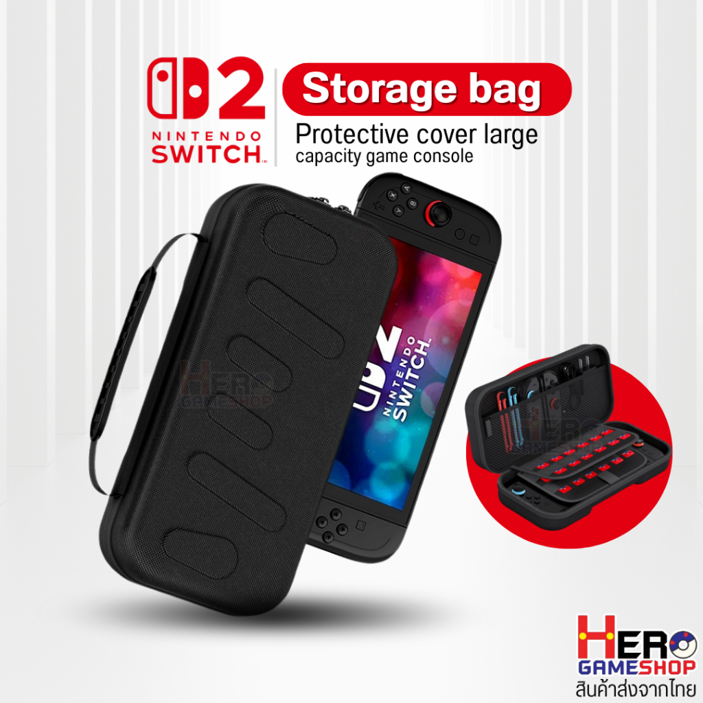 [Switch2] Black Zipper EVA Switch2 Bag✨กระเป๋าใส่เครื่องสวิตซ์2 จุได้เยอะ มีช่องเก็บการ์ด 20 เกมส์ กันตก✨พร้อมส่งจากไทย