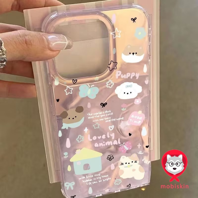 การ์ตูนสัตว์น่ารักแมวช้างแมวนุ่ม เคสiPhone 16 11 13 15 14 12 Pro Max XR 7Plus 16Plus 7 16 8 15 14 Plus X XS Max