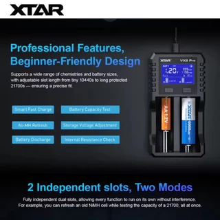 รางชาร์จพกพา XTAR VX2 PRO Smart Charger&Tester
