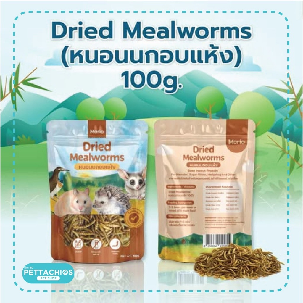 มีส่งด่วน Morio หนอนนกสำหรับสัตว์เลี้ยง 100g. สำหรับสัตว์เล็ก เม่น หนู นก ชูก้า ไม่แต่งกลิ่น มีเก็บเงินปลายทาง