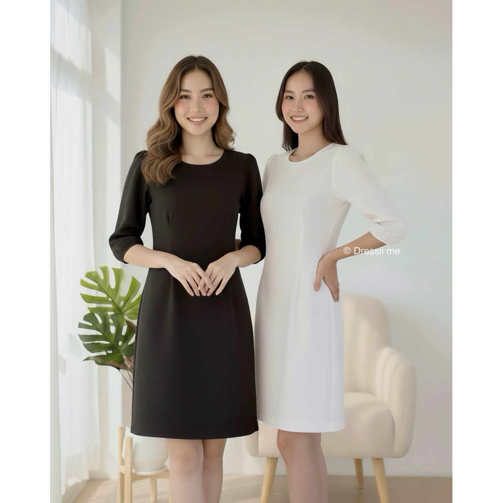 Dressii me - เดรสแขนพอง ทรงสอบเนื้อผ้าพรีเมี่ยม ใส่สบาย ไม่ยับง่าย