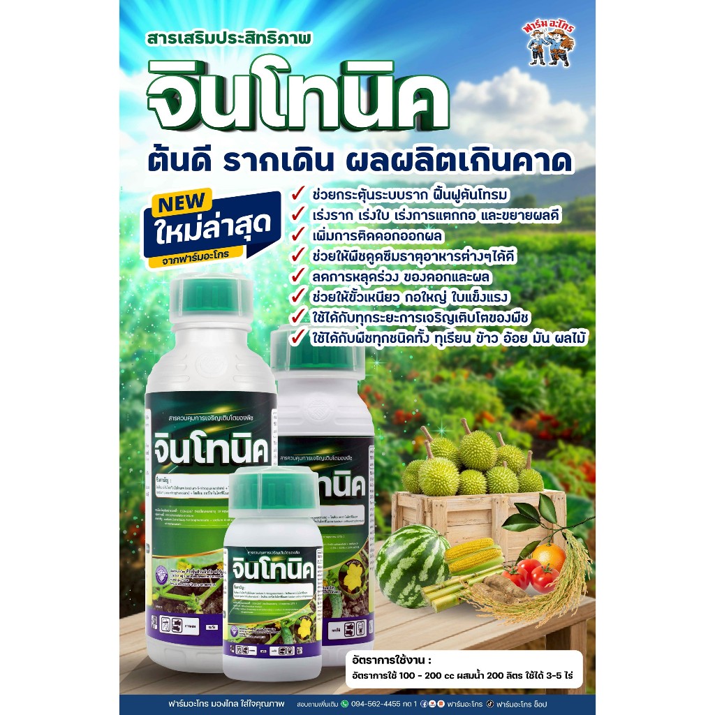 สารเสริมประสิทธิภาพ จินโทนิค ฟื้นฟูต้นโทรม เพิ่มการติดดอก ออกผล ลดการหลุดร่วง