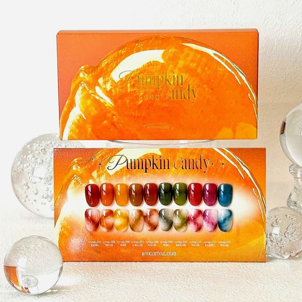 เซตสีเจลเกาหลีYOGURT NAIL🇰🇷 Pumpkin Candy collection 10สีSyrup104-113 พร้อมชาร์ตสีเปล่า ของแท้จาก🇰🇷