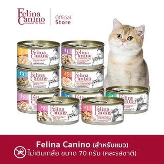 Felina Canino (สำหรับน้องแมว) ไม่เติมเกลือ ไม่ใส่วัตถุกันเสีย ( ขนาด 70 กรัม / 1 กระป๋อง ) (สามารถเลือกรสชาติได้)
