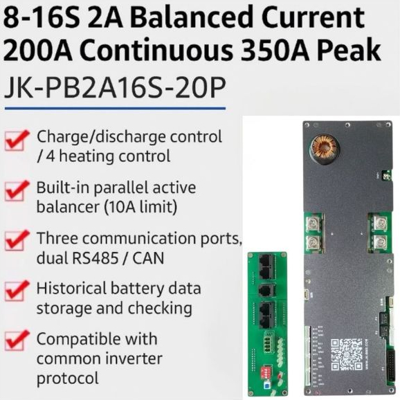 Jikong Smart BMS JK-PB2A16S20P Active Balance Lifepo4 Battery