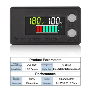 กันน้ำ 6133A มิเตอร์ไฟฟ้าดิจิตอล DC8-100V LCD โวลต์มิเตอร์จอแสดงผล LCD พร้อมสายเคเบิล