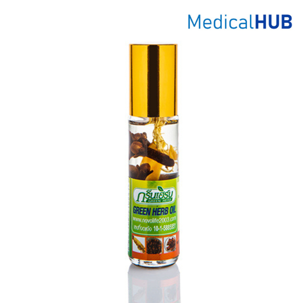 ยาหม่องน้ำ พิมเสนน้ำ สมุนไพร รากโสม ตรากรีนเฮิร์บ แก้วิงเวียน เป็นลม แก้คัดจมูก ขนาด 8 ซีซี 17428