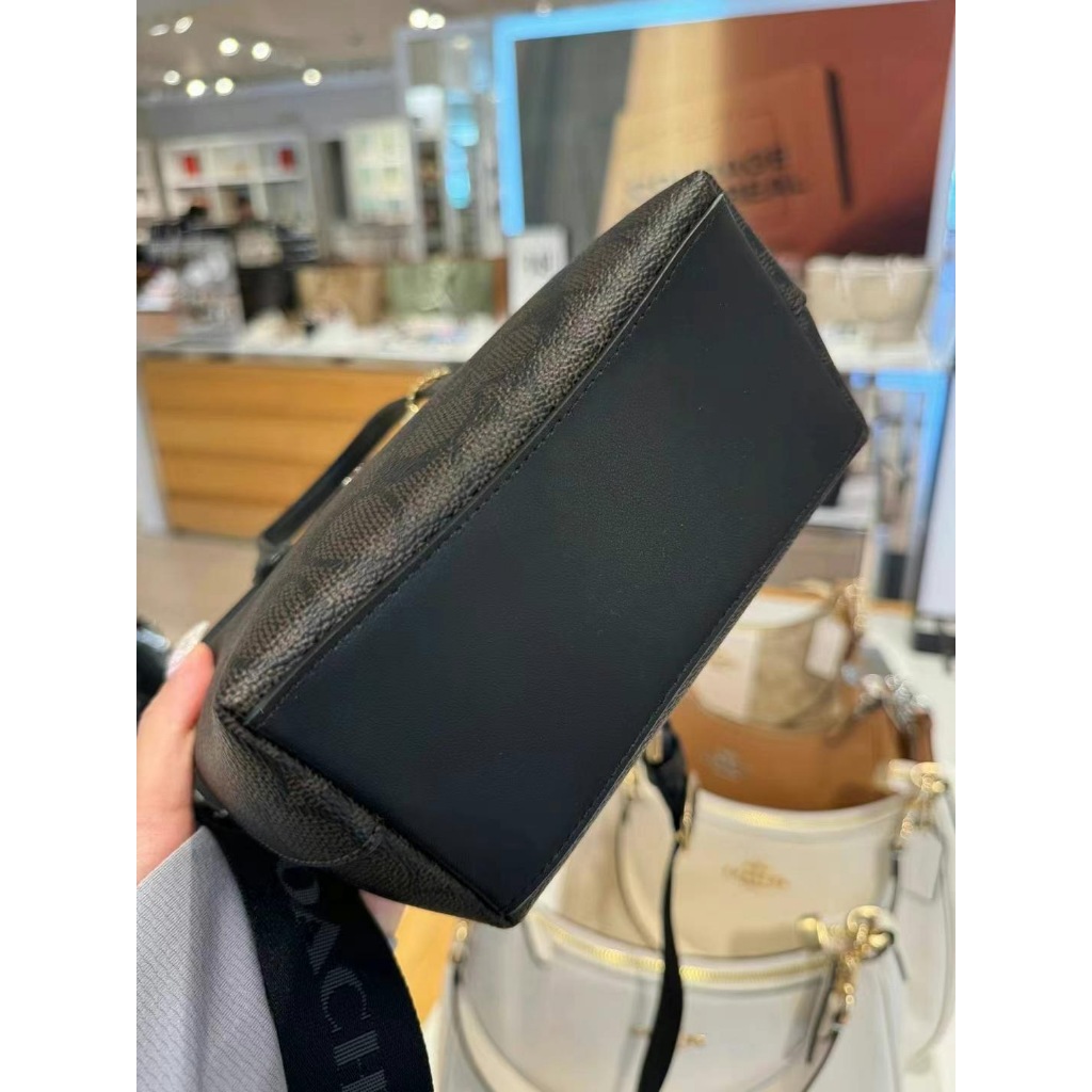 ของแท้ 100%  Coach City Tote Bag Mini  In Signature In Signature สายสะพายกว้าง ผู้หญิง กระเป๋าถือ - รูปที่ 6
